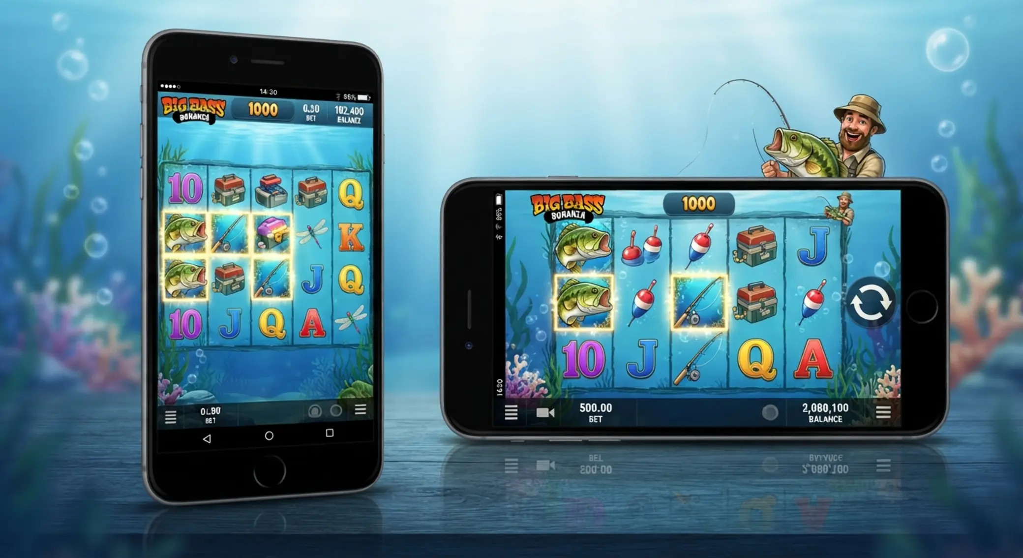 Big Bass Bonanza 1000 na telefonie Slot Big Bass Bonanza 1000 na ekranie smartfona