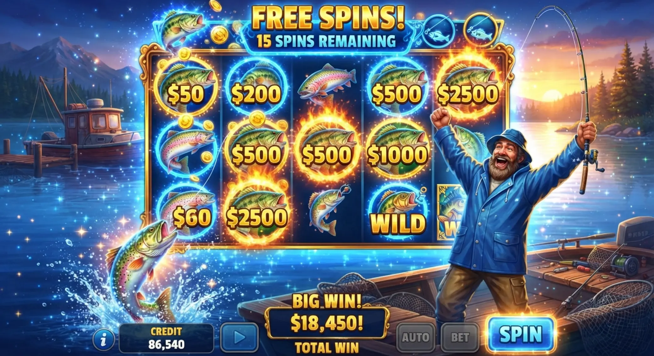 Runda bonusowa Big Bass Bonanza z darmowymi spinami