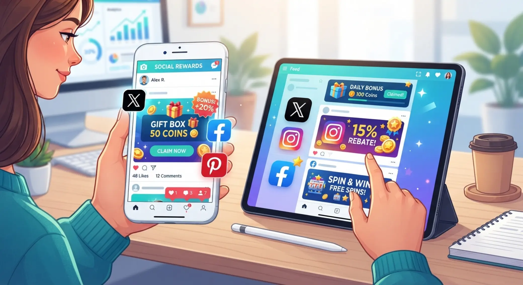 Kanały social media z informacjami o bonusach i kodach