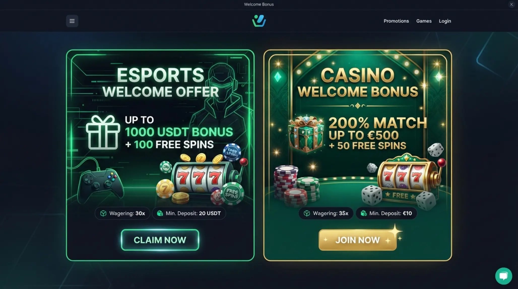 Dwie karty bonusów startowych GGbet i Verde Casino
